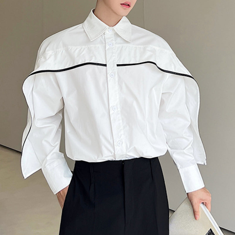 Paneled Three-dimensional Cut Long-sleeved Shirt