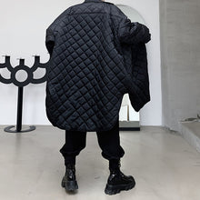 Load image into Gallery viewer, Winter Shirt Collar Mid-length Rhombic Cotton Coat