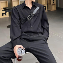 Load image into Gallery viewer, Belt Buckle Trim Drape Long Sleeves Shirts