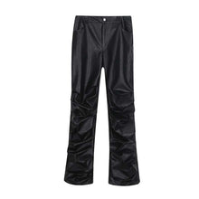 Load image into Gallery viewer, Dark Punk Folded Pile PU Pants