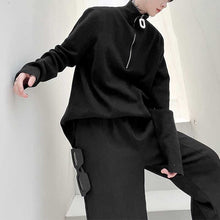 Load image into Gallery viewer, Zip Half Turtleneck Knit Sweater