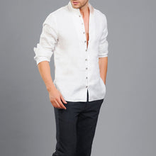 Load image into Gallery viewer, Stand-up collar Long-sleeved Linen Shirt