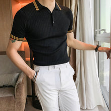 Load image into Gallery viewer, Contrast Stripe Trim Slim-fit Polo Shirt