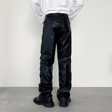 Load image into Gallery viewer, Dark Punk Folded Pile PU Pants
