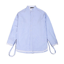 Load image into Gallery viewer, Blue Striped Casual Stand Collar Shirt
