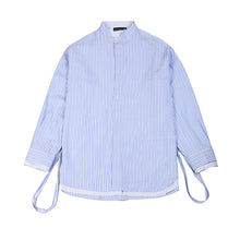 Load image into Gallery viewer, Blue Striped Casual Stand Collar Shirt