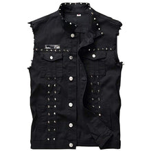 Load image into Gallery viewer, Denim Studded Vest Jacket