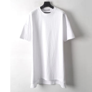 Solid Color Long Cotton Short-sleeved T-shirt