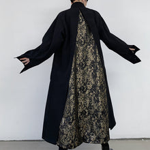 Load image into Gallery viewer, Vintage Baroque Print Patchwork Long Trench Coat

