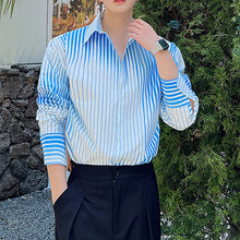 Load image into Gallery viewer, Thin Blue And White Gradient Stripe Shirt
