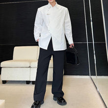 Load image into Gallery viewer, Metal Buckle Irregular Stitching Shoulder Pad Shirt