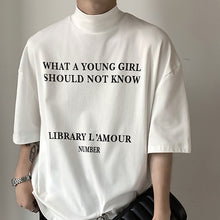 Load image into Gallery viewer, Half Turtleneck Printed Short Sleeve T-Shirt