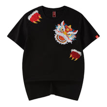 Load image into Gallery viewer, Lion Embroidered Crew Neck Short Sleeve T-Shirt