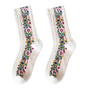 Warm Ethnic Cute Floral Printing Socks