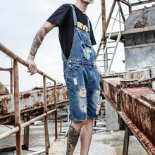 Load image into Gallery viewer, Loose Retro Denim Ripped Overalls