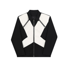 Load image into Gallery viewer, Black and White Leather Zip Up Jacket