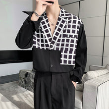 Load image into Gallery viewer, Plaid Panel Long-sleeve Shirt