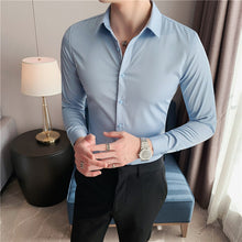 Load image into Gallery viewer, Solid Color Long Sleeve Slim Fit Shirt