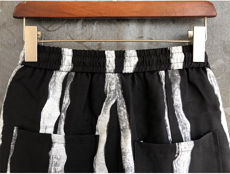 Harem Pants Loose Buttoned Striped Pants Trousers