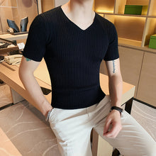 Load image into Gallery viewer, Slim Fit V-Neck Short Sleeve T-Shirt