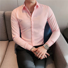 Load image into Gallery viewer, Solid Color Long Sleeve Slim Fit Shirt
