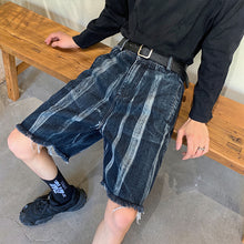 Load image into Gallery viewer, Washed Tie-dye Denim Frayed Shorts