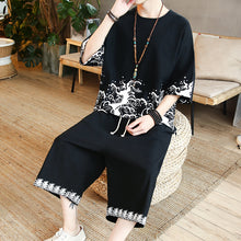 Load image into Gallery viewer, Men's Cotton Linen Short Sleeve Suit