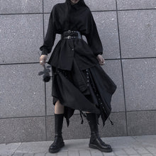 Load image into Gallery viewer, Dark Vintage Shirt High Waist Irregular Skirt