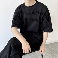 Load image into Gallery viewer, Fringed Patch Trim Short-sleeved T-shirt