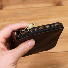 Load image into Gallery viewer, Retro Handmade Zipper Leather Wallet