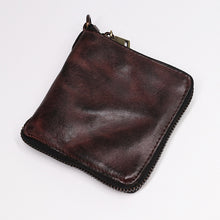 Load image into Gallery viewer, Retro Handmade Zipper Leather Wallet