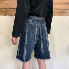 Load image into Gallery viewer, Washed Tie-dye Denim Frayed Shorts