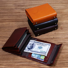 Load image into Gallery viewer, Tri-Fold Vintage Leather Wallet