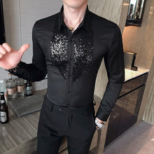 Load image into Gallery viewer, Slim Fit Sequin Long Sleeve Shirt