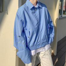 Load image into Gallery viewer, Blue Striped Waist Jacket