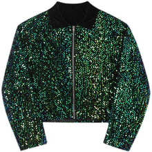Load image into Gallery viewer, Fish Scale Blue-green Sequined Jacket