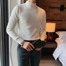 Load image into Gallery viewer, Mid-Neck Striped Slim Fit Knit Top
