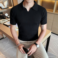 Load image into Gallery viewer, Slim Fit Knit Short Sleeve Polo Shirt