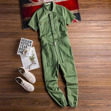Load image into Gallery viewer, Retro Casual Multi-Pocket Short Sleeve Jumpsuits
