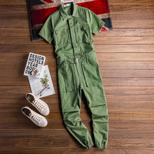 Load image into Gallery viewer, Retro Casual Multi-Pocket Short Sleeve Jumpsuits