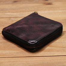 Load image into Gallery viewer, Retro Handmade Zipper Leather Wallet