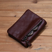 Load image into Gallery viewer, Vintage Leather Bi-fold Zipper Wallet