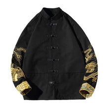 Load image into Gallery viewer, Retro Stand-up Collar Disc-button Turn-sleeve Embroidered Large Size Jacket