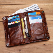 Load image into Gallery viewer, Retro Handmade Leather Wallet Multi Card Slots Wallet
