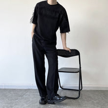 Load image into Gallery viewer, Fringed Patch Trim Short-sleeved T-shirt