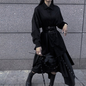 Dark Vintage Shirt High Waist Irregular Skirt