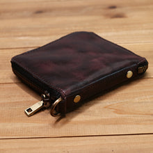 Load image into Gallery viewer, Retro Handmade Zipper Leather Wallet