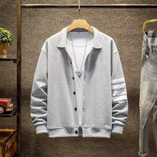 Load image into Gallery viewer, Four Bar Stripes Contrast Lapel Cardigan