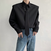 Load image into Gallery viewer, Tie Trim Shoulder Pads Long Sleeves Shirts