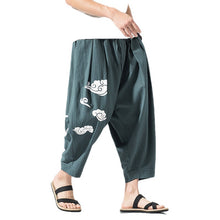 Load image into Gallery viewer, Cotton Linen Print Loose Ninth Pants